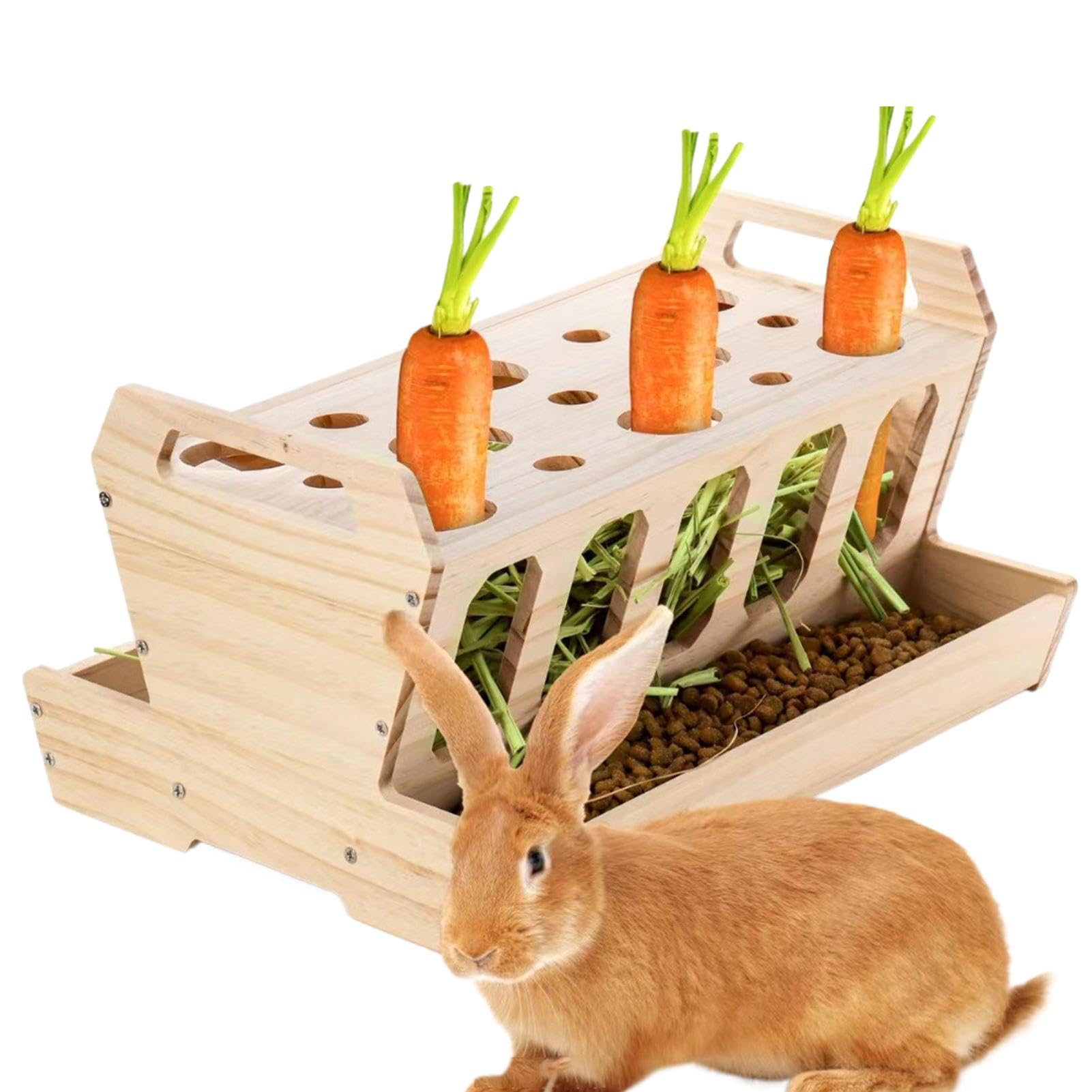 Kaninchen-Heu-Futterstation, Heu-Futterstation für Kaninchen - Bunny Feeder Heuhalter | Großer Heu-Futterspender aus Holz mit Abnehmbarer Oberseite, Hasen-Heuraufe, Kaninchen-Futterspender für