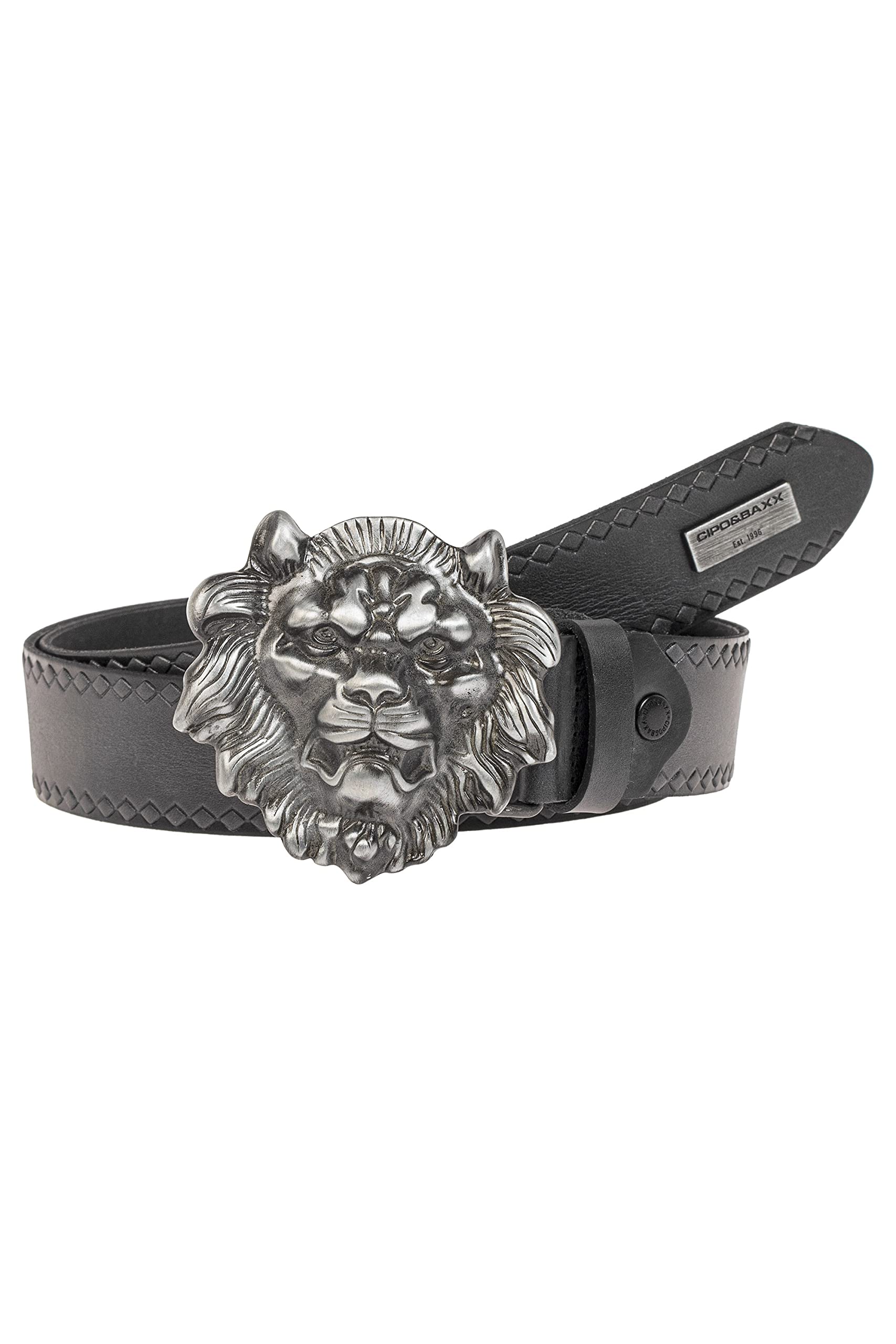 Cipo & Baxx Herren Leder Gürtel Belt Accessoire Design Ausgefallen Schließe CG196 Schwarz Gr.100