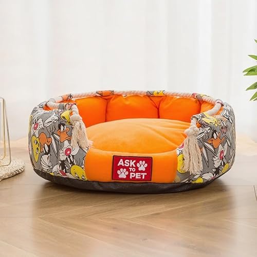 TiLLOw Universelles Haustierbett for alle Jahreszeiten, exquisites und tragbares Hundebett for mittelgroße Hunde(Orange,L)