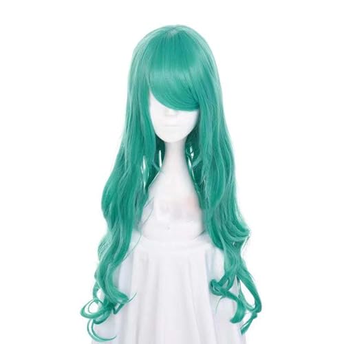 WCCNKK Sailor Moon Kaiou Michiru Cosplay Perücken 80 Cm Grünes, Welliges Haar Hitzebeständige Synthetische Haare Perücke + Kappe, Dekorative Accessoires, Anime-Geschenk