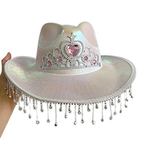 SANRLO Shinning Dangle Strass Hochzeit Seaside Hut Cowgirl Hut Western Elegant Kleid Zubehör