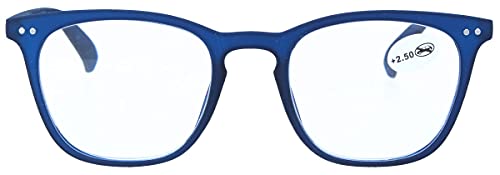 farbliche Fertiglesebrille CANBERRA mit Federscharnier und Einstecketui in blau +2,50 dpt