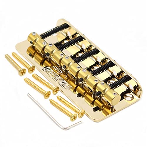 1 Set E- Gitarrenbrücke 5 Saitenbrücke Mit Messing- Sattel Bass Gitarrenbrücke Tune-o-matic Steg (Color : Gold)