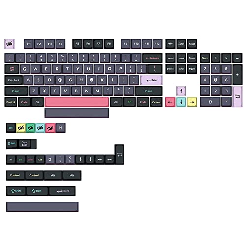 PBT-Tastenkappen mit 133 Tasten, Farbstoffsublimation, XDA-Höhenlayout für MX-Switch, mechanische Tastatur, einzigartiges Muster, PBT-Tastenkappen, 133-teiliges Set für Cherry MX-Schalter, mechanische