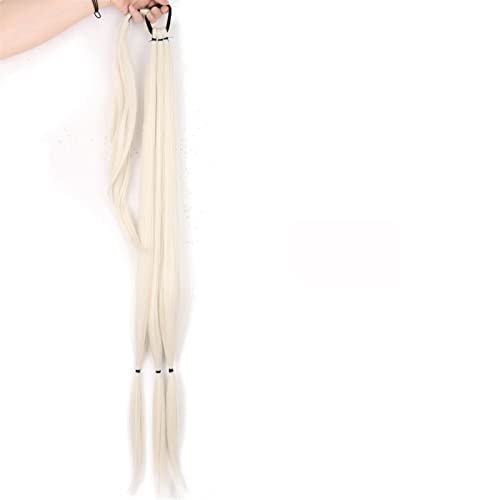 Pferdeschwanz Haarteil Elastisches Band for Frauen, synthetische lange geflochtene Pferdeschwanz-Haarverlängerungen, 85 cm, natürliches blondes Geflecht, Pferdeschwanz mit Haaren Pferdeschwanz Haarver