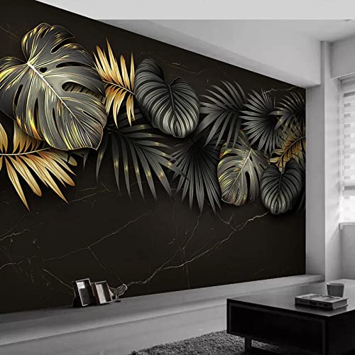 Botanische Blätter Marmor Textur Wand Tv Portrait 3D Tapeten Wanddekoration Fototapete Sofas Wohnzimmer Wandbild Schlafzimmer-300cm×210cm