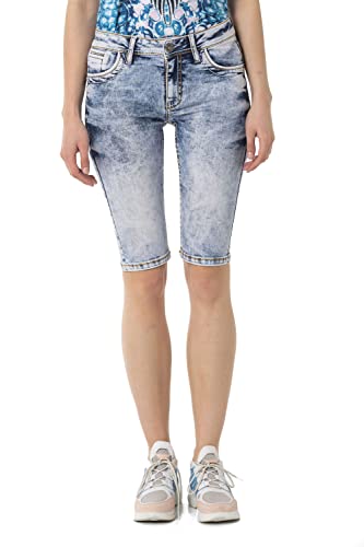 Cipo & Baxx, Shorts Mit Kontrastfarbenen Nähten in blau, Jeans für Damen