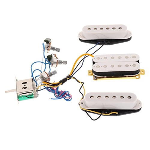 ZENGXUE Vorverdrahtet 6 Saitengitarre Einzelspule Pickup Humbucker Pickup Humbucker Tonabnehmer Set (Color : White)