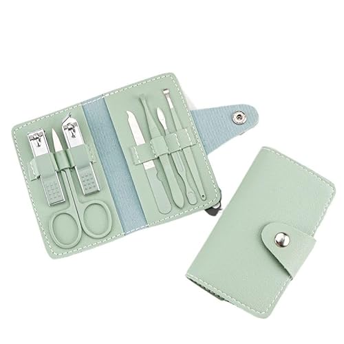 Set Nagelknipser aus Edelstahl, Nagelhautzange, Pediküre-Pflegewerkzeug, Schere, Reinigungs- und Pflegeset (Color : Green)