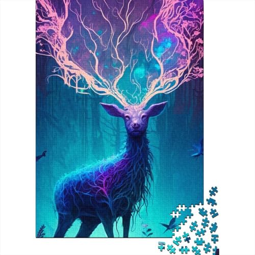 Tier-Puzzle mit Hirschen, 500 Teile, für Erwachsene und Jugendliche, von Wooden Jigsaws Puzzles, Puzzles für Erwachsene und Jugendliche, tolles Geschenk für Erwachsene 20,47x14,96 Zoll