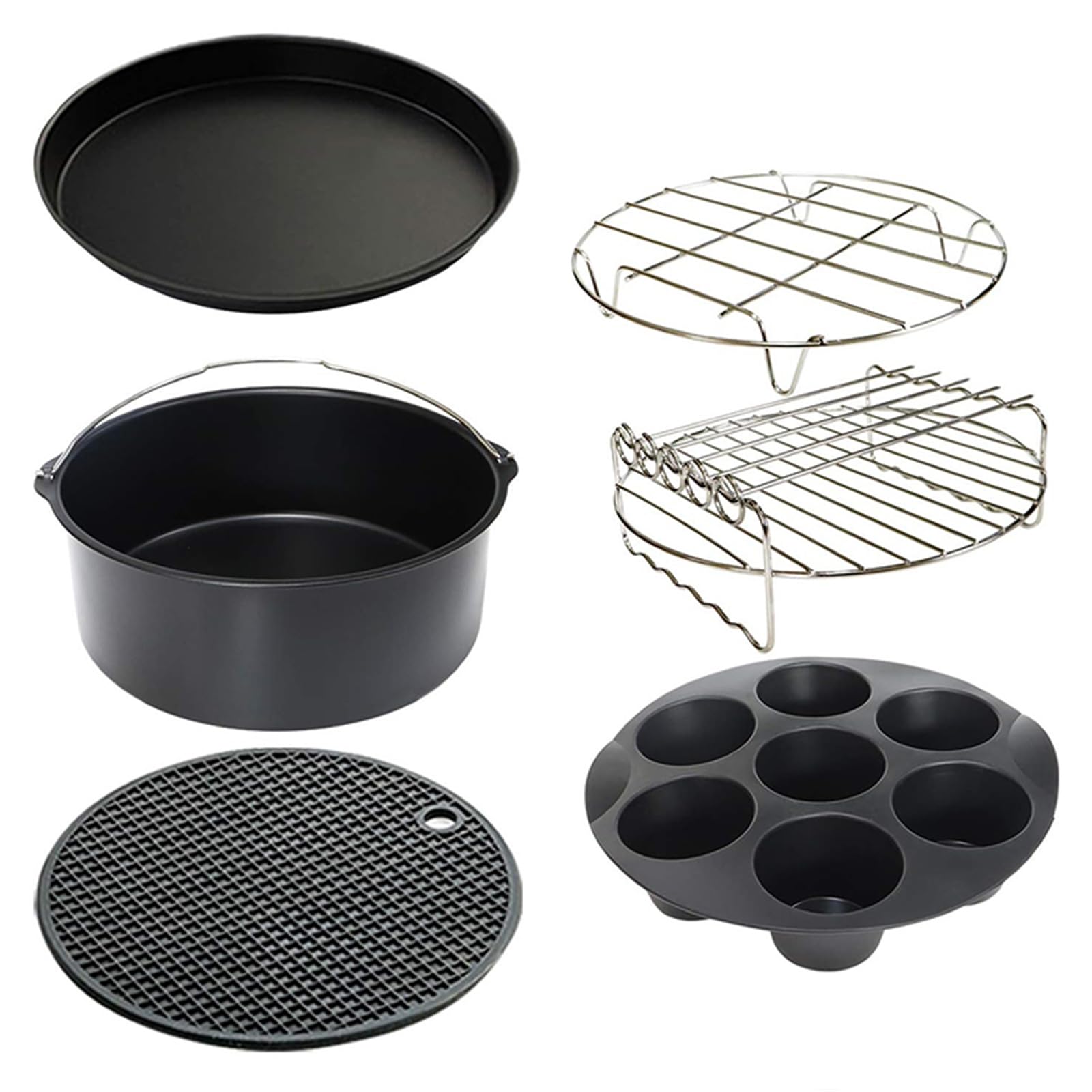 Kuchenfässer, Pizza-Pfannen, Eier, multifunktionales Gestell, Metallhalter, Silikonmatte, Luftfritteusen, Zubehör-Set zum Kochen