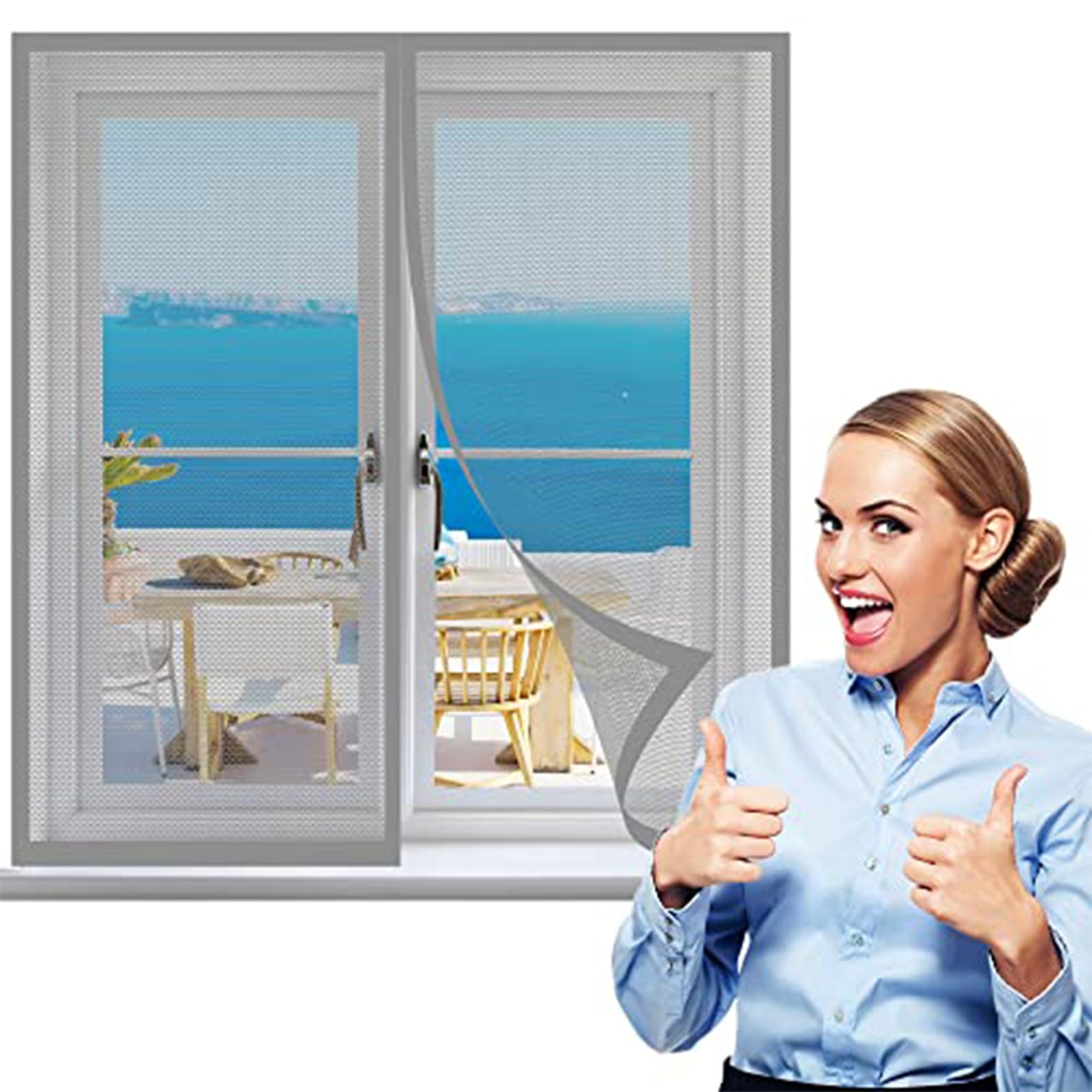 Katzennetz Fenster für Balkon Ohne Bohren Edelstahl, Katzensichere Fliegengitter mit Klettband Selbstklebend, for Windows/Living Room Windows (140 * 150cm,Gray)