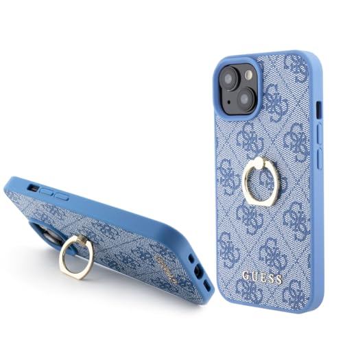 Guess Schutzhülle für iPhone 15-4G mit Ringhalter, Blau