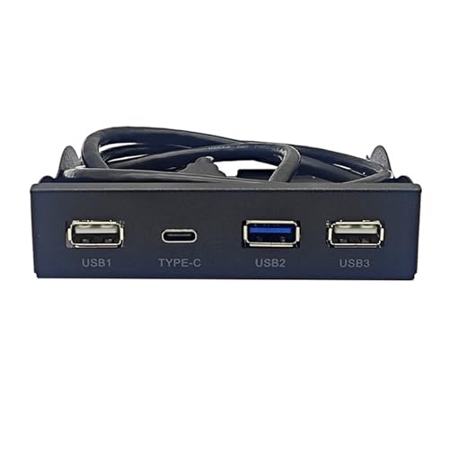 Qsvbeeqj 8,9 cm (3,5 Zoll) 19 Pin auf Typ C Port HUB Splitter Disppy Bay 3,5 mm Kopfhörererweiterung Frontpanel Rack für PC