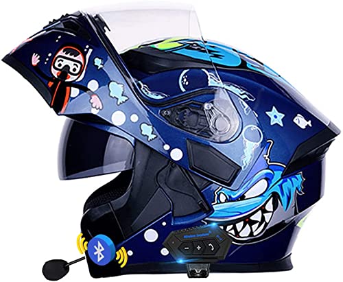 Klapphelme mit Bluetooth-Motorradhelm Damen und Herren,DOT/ECE Zertifiziert Modularer Helme Integralhelm Motorradhelm mit Double Lens Rollerhelm Sturzhelm (Color : J, Größe : M=57-58cm)