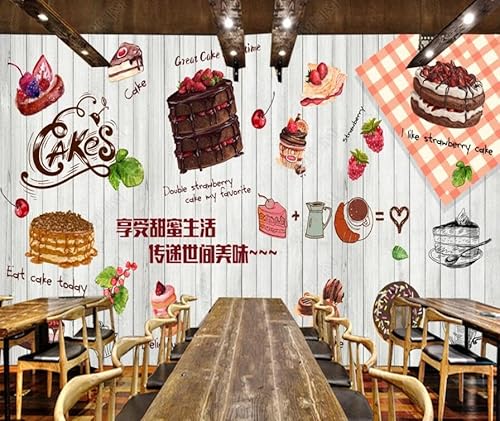 tyujlkjddlf Tapete Wandbild 3D Benutzerdefinierte Happy Hour Nachmittagstee Bäckerei Dessert Shop Hintergrundwand-450Cmx300Cm