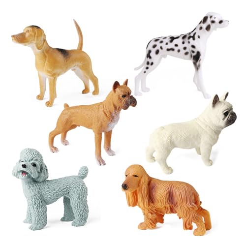 Aurgiarme Simulationshunde Figuren Set Mit 6 Soliden Modellfiguren Lebensähnliche Hunde Sammlerfiguren Spielzeug Aquarium GearStore Supply