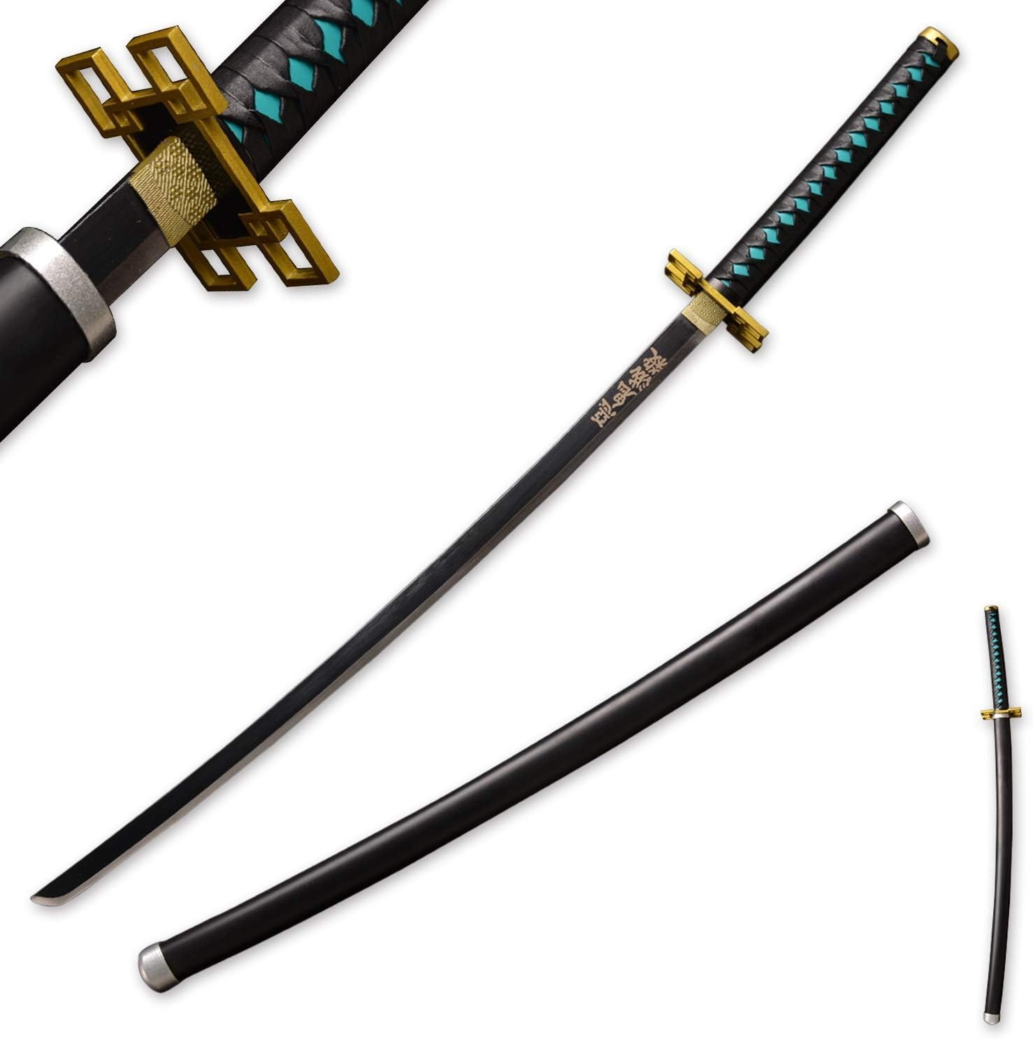 MAUXpIAO Sword Valley Demon Slayer Schwert aus echtem Metall, handgefertigtes Samurai-Schwert Cosplay-Anime-Schwert, ca. 104cm-rengoku/tanjiro/inosuke/kokushibou A Variety of Styles echt/A1/A