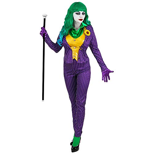 Widmann 08032 - Kostüm Evil Clown, Set bestehend aus Jacke mit Bluse, Weste, Hose und Handschuhe, mehrfarbig, Verkleidung für Damen, Halloween, Karneval, Bösewicht, Psychopat, Serienkiller