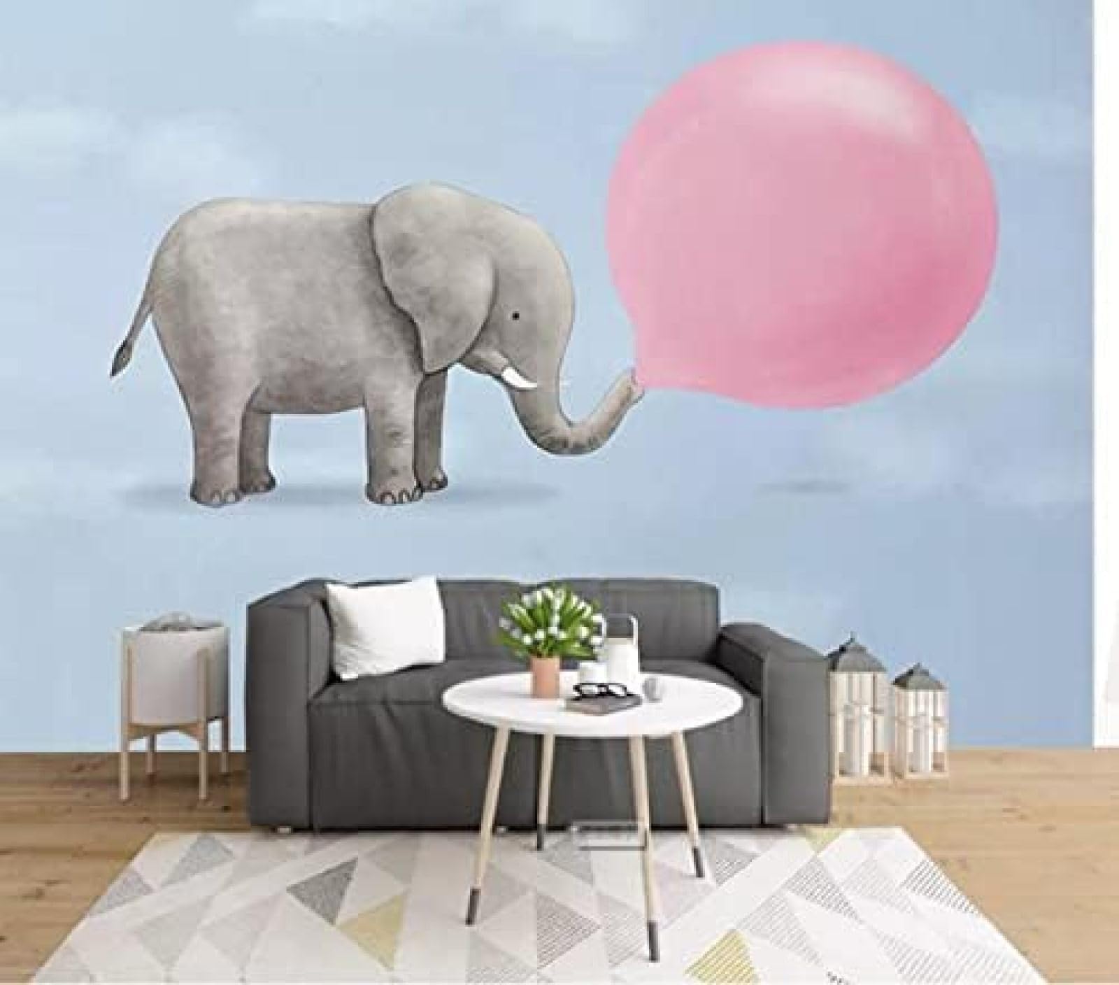 Blasender, Handgemalter Elefant 3D Tapeten Wanddekoration Fototapete Sofas Wohnzimmer Wandbild Schlafzimmer-300cm×210cm