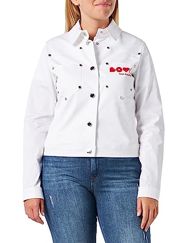 Love Moschino Women's Trucker Jacket, Optical White, 40