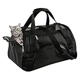 Rysmliuhan Shop Katzentransporttasche Hundetasche Flugzeug Handgepäck Haustierträger für Hunde Hundeträger Handtasche Hundeträger für mittlere Hunde Black,l