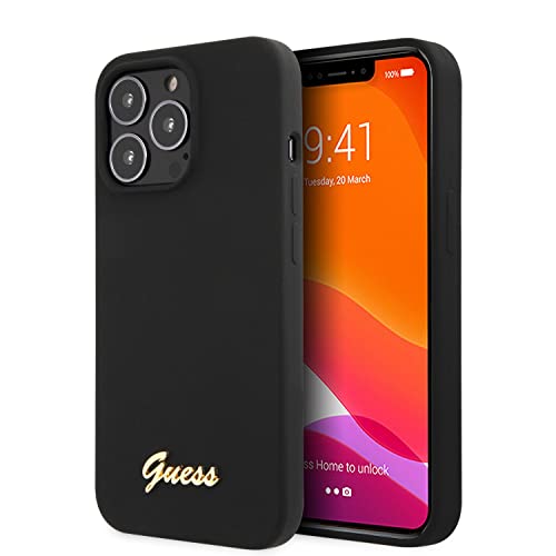 Guess Handyhülle für iPhone 13 Pro Max in Schwarz, Silikon Glatt & Anti-Kratzer Schutzhülle mit Easy Snap-on, Stoßdämpfung & Signature Logo