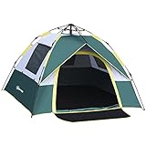 Outsunny Zelt für 3 Personen, Campingzelt mit Heringen, Kuppelzelt, Polyester, Grün, 205 x 195 x 135 cm