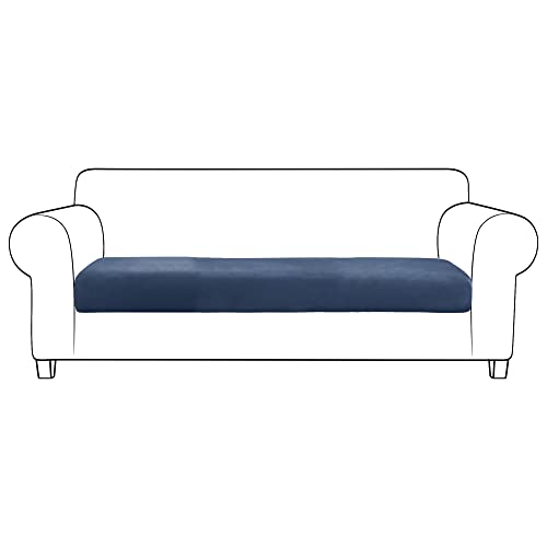 JHLD Stretch Sofa Sitzkissenbezug, Groß Samt Sitzkissenschutz Sofa-Sitzkissenbezüge Maschinenwaschbar Sofa-Sitzkissenbezug Für Wohnzimmer-Marine-4-Sitzer