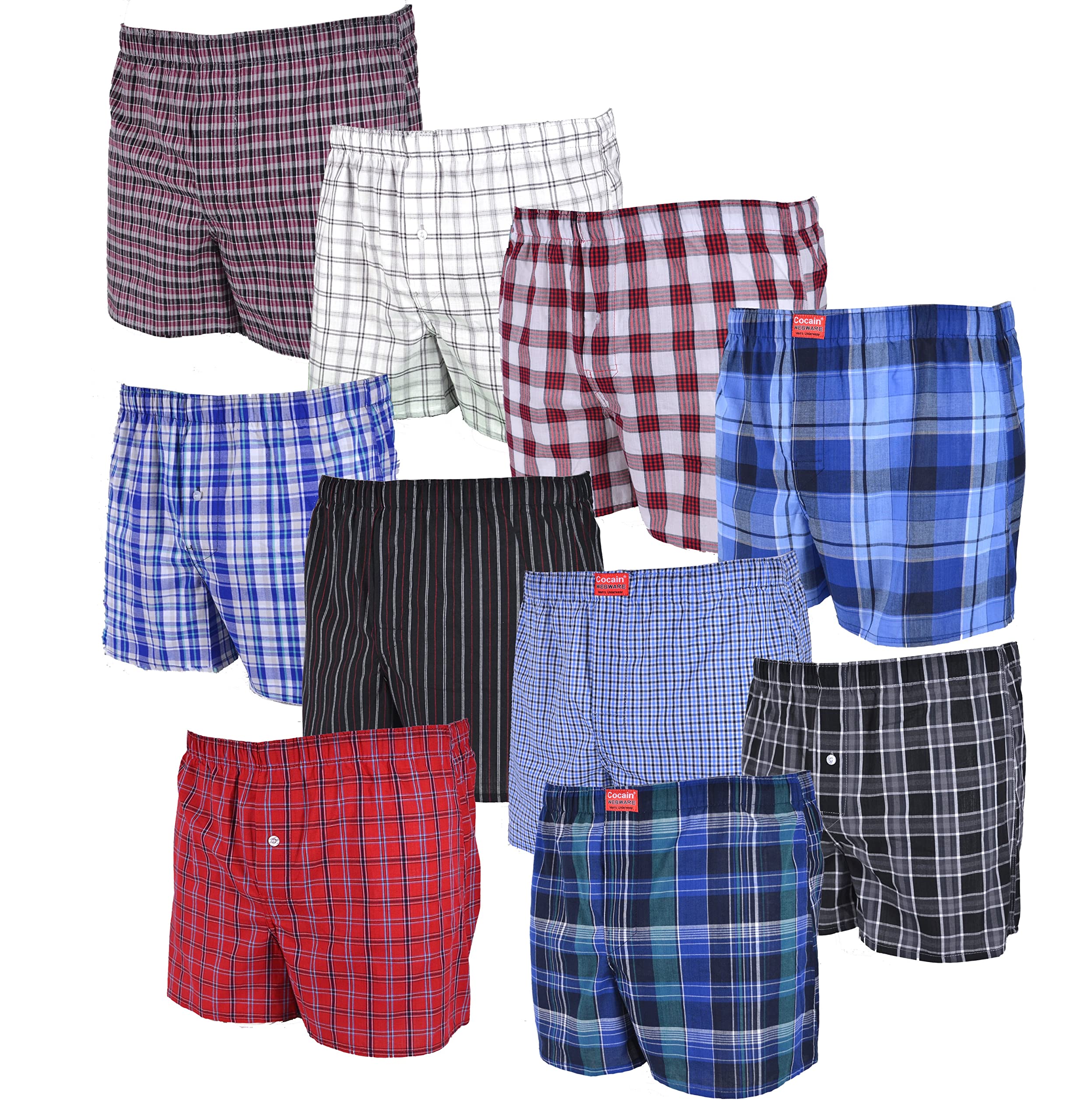 Cocain underwear 10 Stück Herren Boxershorts Gr. L Boxer-Short Boxer Short Loose fit Gr. Größe Grösse S M L XL XXL Gr. Größe Grösse 38 40 42 44 46 48 50 52 54 56