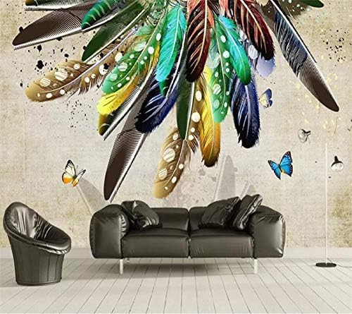 XLMING Bunte Feder-Dekoration 3D Tapeten Home Esszimmer Sofa Schlafzimmer Wohnzimmer TV Hintergrund-350cm×256cm