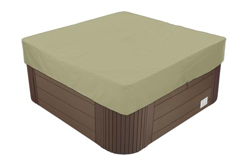 BaCover Outdoor Whirlpool Abdeckung, 210D Oxford-Gewebe Wasserdicht UV-Schutz Spa Hot Tub Pool Abdeckun Quadratische Pool Schutzabdeckung,Beige,244x244x30cm