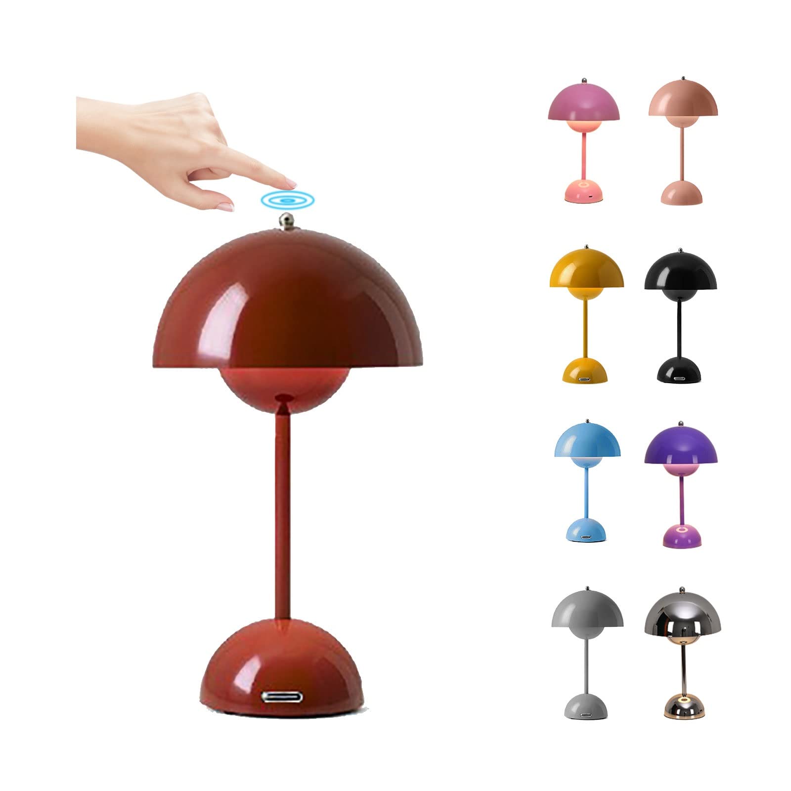 O·Lankeji LED Flowerpot Tischlampe Kabellos Akku, Touch Dimmbar Pilzlampen Tischlampe mit 3 Helligkeitsmodi, Dekorative Schreibtischlampe Nachttischlampe für Schlafzimmer, Büro, Bars