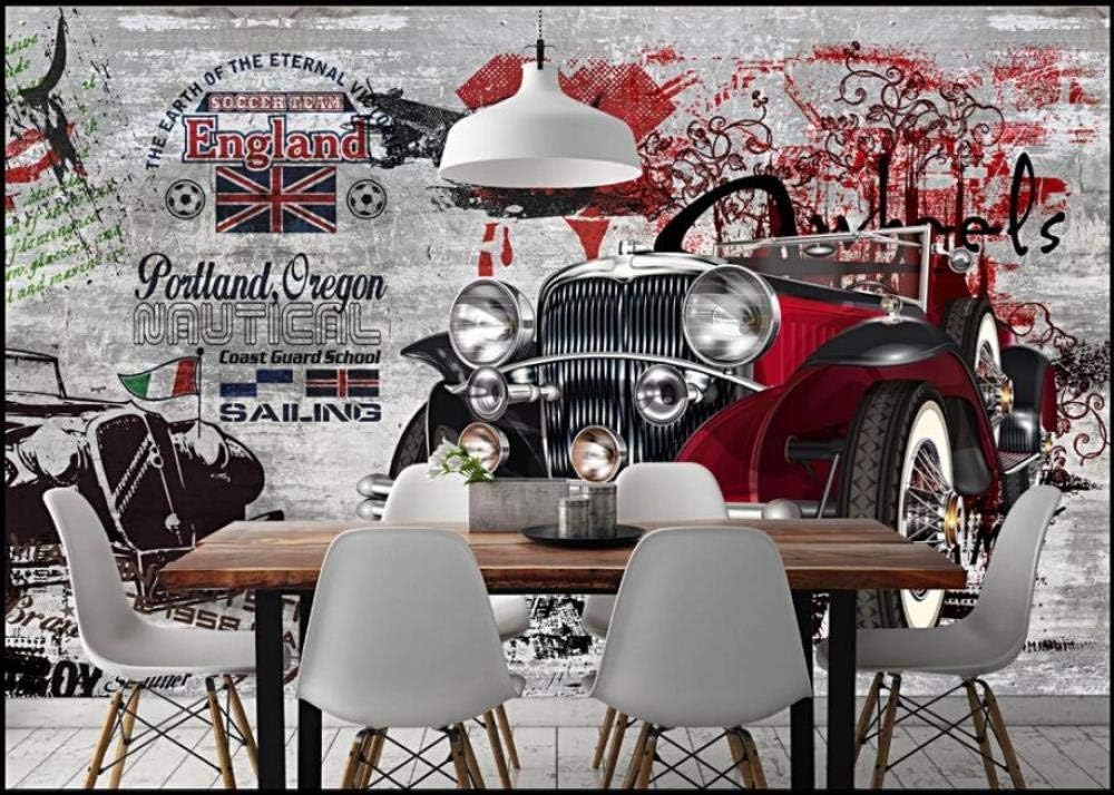 Retro Nostalgie Oldtimer Graffiti 3D Tapete Poster Restaurant Schlafzimmer Wohnzimmer Sofa TV Dekorative Wand-350cm×256cm