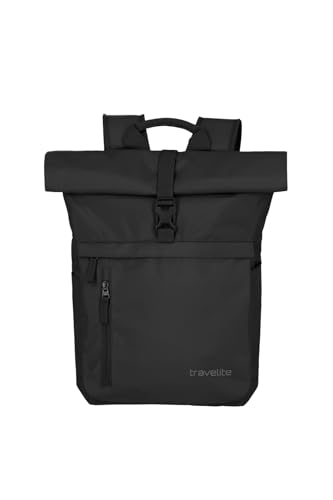 travelite Handgepäck Rucksack mit Laptop Fach 15,6 Zoll, Gepäck Serie BASICS Daypack Rollup: Praktischer Rucksack mit Rollup Funktion, 60 cm, 35 Liter, 800 Gramm