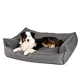 JAMAXX Premium Hundebett - Orthopädisch Memory Visco Füllung, Extra-Hohe Ränder, Waschbar, Oeko-TEX Schadstoff-freier Stoff, Hundesofa PDB2018 (L) 120x90 grau