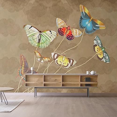 XLMING Einfache Vintage Art Schmetterling 3D Tapete Home Dekoration Wohnzimmer Sofa Schlafzimmer Tv Hintergrund Wand-430cm×300cm