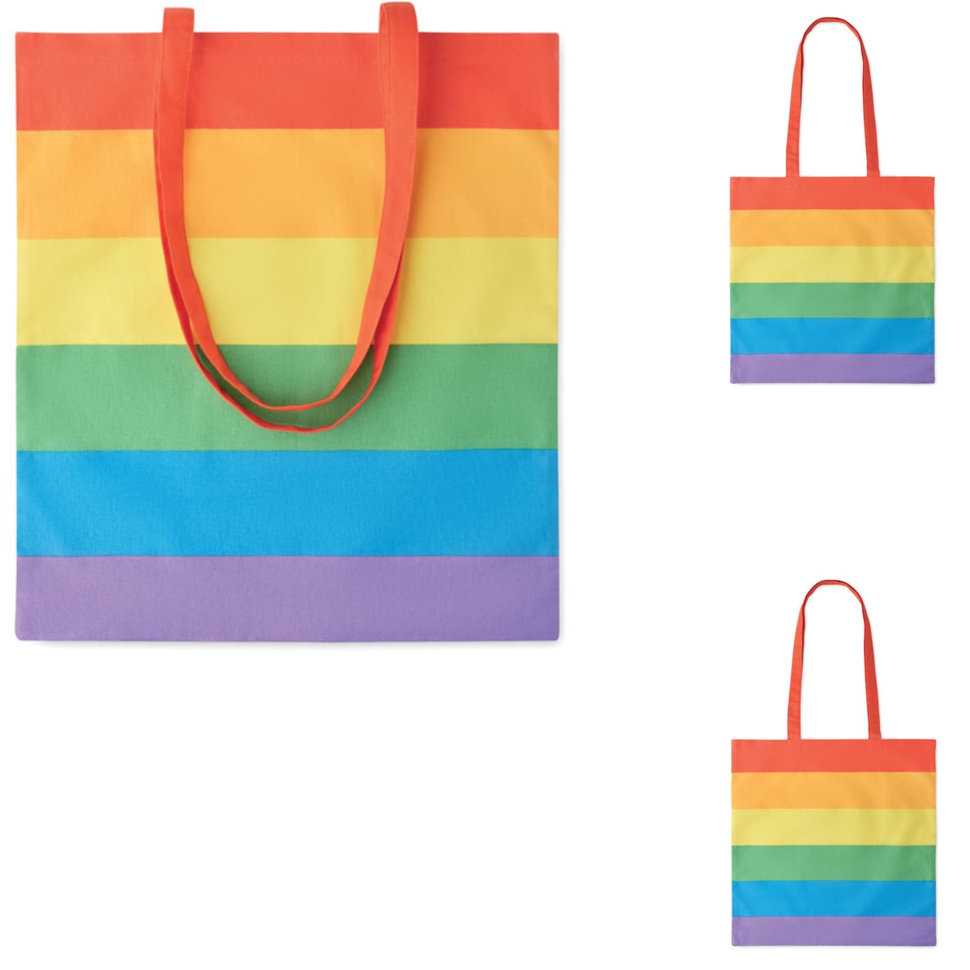 noTrash2003 Regenbogen Einkaufsbeutel Baumwollbeutel Tragetasche 38 cm x 42 cm mit langen Henkeln im LGBT Design Toleranz zeigen (Fünferset)