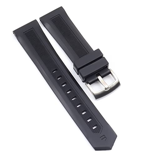 NEYENS Herren-Uhrenarmband, 20 mm, 22 mm, Silikonkautschuk, für Tag-Trägerarmband für Heuer Buckle Drive Timer, Schwarz, 20 mm, Achat