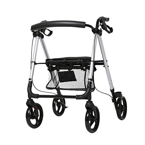 Rollator für Erwachsene, zusammenklappbar, kompakt, Mobilitätshilfen mit Sitztasche und Radtransport, Gehstock, für ältere Menschen, Behinderte, Dekoration, Vorwärts