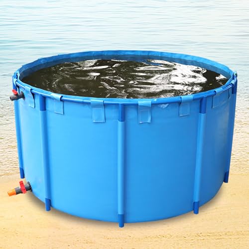 Teiche aus PVC-Leinwand, Pool über dem Boden, für Aquarien, Fischteich, kreisförmiger Verdickungspool mit Ablassventil, große Außenplane für Koi-Kultur-Wasserspeichertank,1.2x0.8m