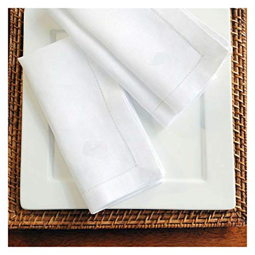 Wiederverwendbare Stoffservietten, Hemntitched Cotton Servietten Weiße Tisch Serviette Schöne Leinenstoff Serviette(White 6PCS (50X50CM))