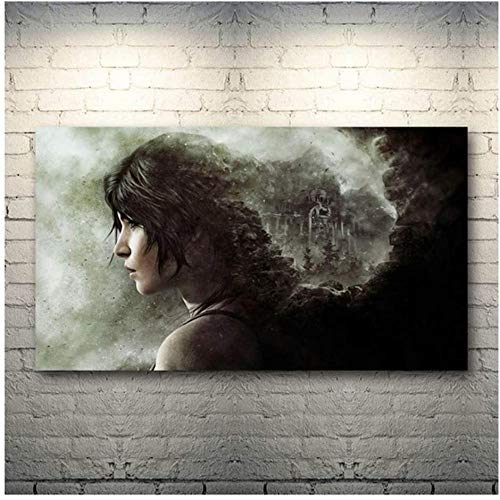 YYLPRQQ Tomb Raider Lara Croft Spiel Kunst Leinwand Malerei Poster Druck Für Wohnzimmer Wanddekoration Druck Auf Leinwand-60X90Cm Kein Rahmen