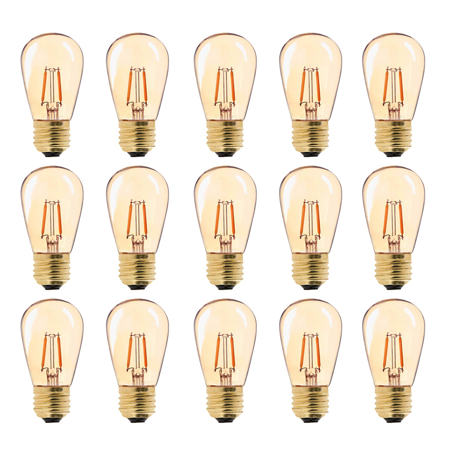 Century Light S14 Edison Vintage-1W LED-Glühlampe,Mittel Schraube E27 2200K, CRI 90+ (1W, 15 Pack)