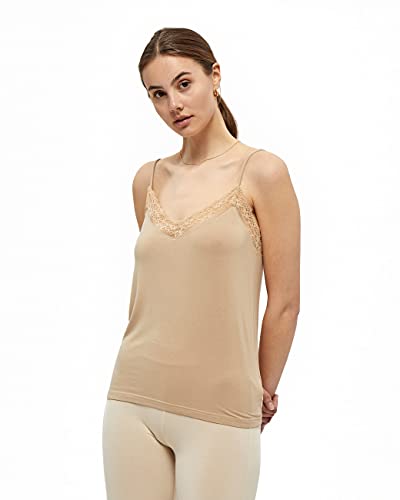 Peppercorn Rosalinda Damen Top Größe XS | Weißes Oberteil Damen | Damen Unterhemden Ohne Ärmel | Trägertop Damen | Frühling Damen Oberteile