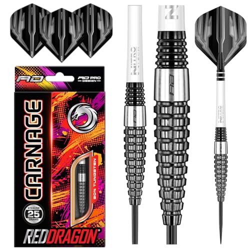 RED DRAGON Carnage 3: 25g Tungsten Darts mit Flights und Schäfte