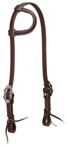 Weaver Leather Unisex-Erwachsene Work Tack Floral SL/Ear HDSTL Weaver Leder-Headstall für Ohren, mit polierten Eisenteilen, Geflochtenes braunes Blumenmuster, Einheitsgröße