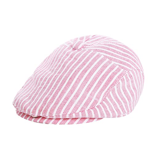 ESBANT Ballonmützen for Kinder Kinder Ballonmütze Streifen Baskenmütze for Kinder Ivy Hut Kleinkinder Baskenmütze Mütze for Mädchen Jungen Ballonmütze Home (Color : Pink, Size : S)