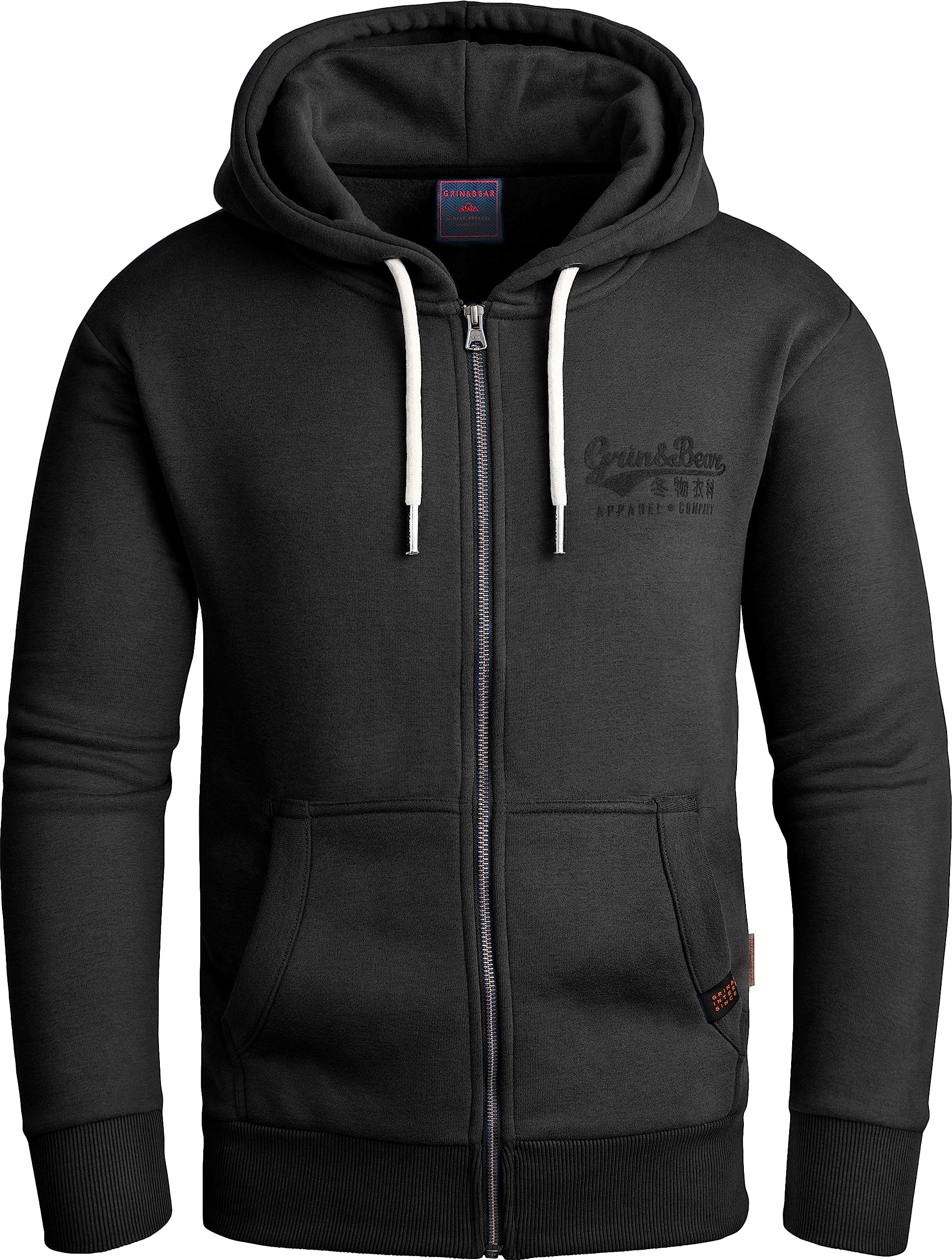 Grin&Bear Hoodie Herren Sweatshirt GEC603 Schwarz M