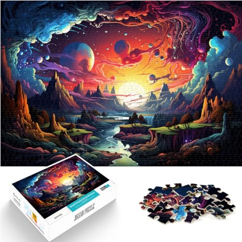 Puzzle, bunte psychedelische Landschaft, Puzzle 1000 Teile für Erwachsene von Wood Puzzle, Heimdekoration, Puzzle 1000 Teile (50 x 75 cm)